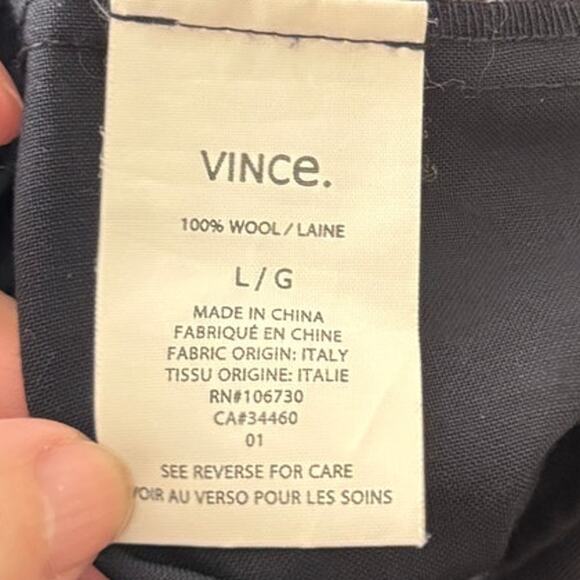 VINCE Wool Pull On Tuxedo Stripe Tie Waist Taperd Track Trousers Navy Cream L - Picture 5 of 6